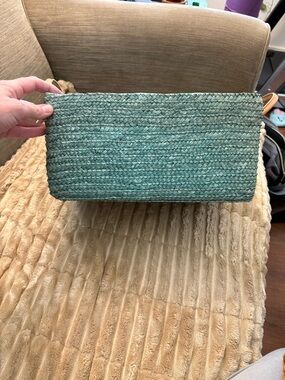 Woven Straw basket in Teal